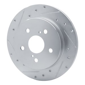 Lexus ES350 Brake Rotor (1) - Rear Left - R1 Concepts - Drilled & Slotted - Silver - `15-`25